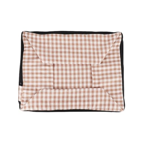 YIYANGQ Gingham-Hundebett für kleine Hunde, waschbar, kariert, Hundebett für mittelgroße Hunde, kariertes Hundebett mit abnehmbarem Bezug (M – 44 x 57 cm, beiger Bezug) von YIYANGQ