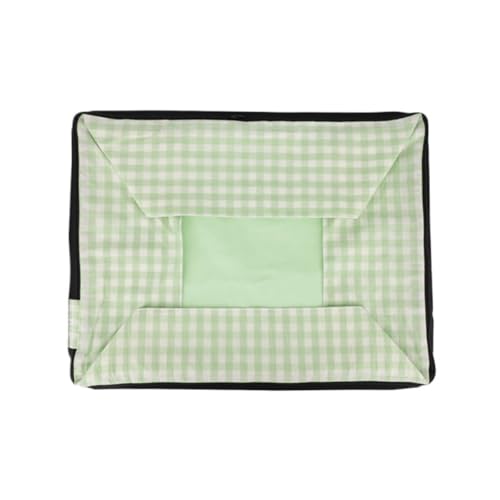 YIYANGQ Gingham-Hundebett für kleine Hunde, waschbar, kariert, Hundebett für mittelgroße Hunde, kariertes Hundebett mit abnehmbarem Bezug (M – 44 x 57 cm, grüner Bezug) von YIYANGQ