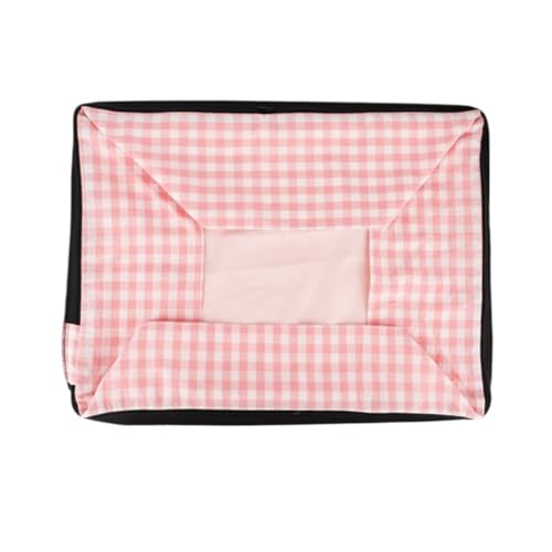 YIYANGQ Gingham-Hundebett für kleine Hunde, waschbar, kariert, Hundebett für mittelgroße Hunde, kariertes Hundebett mit abnehmbarem Bezug (M – 44 x 57 cm, rosa Bezug) von YIYANGQ