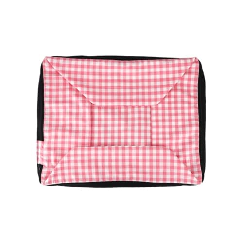 YIYANGQ Gingham-Hundebett für kleine Hunde, waschbar, kariert, Hundebett für mittelgroße Hunde, kariertes Hundebett mit abnehmbarem Bezug (M – 44 x 57 cm, roter Bezug) von YIYANGQ