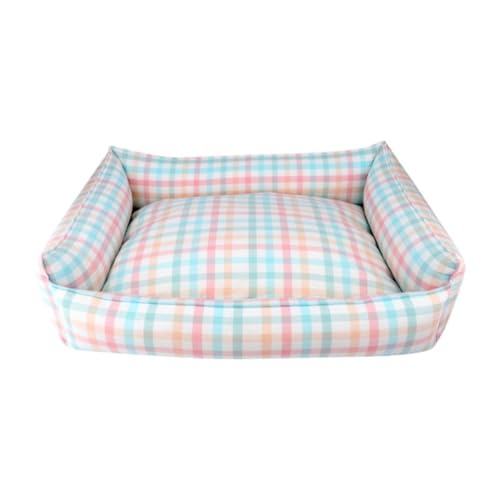 YIYANGQ Hundebett mit Gingham-Muster, waschbar, kariert, für mittelgroße Hunde, kariert, mit abnehmbarem Bezug (L - 50 x 68 cm, Farbe) von YIYANGQ