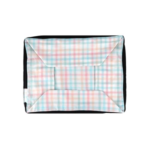 YIYANGQ Hundebett mit Gingham-Muster, waschbar, kariert, für mittelgroße Hunde, kariert, mit abnehmbarem Bezug (L – 50 x 68 cm, farbiger Bezug) von YIYANGQ