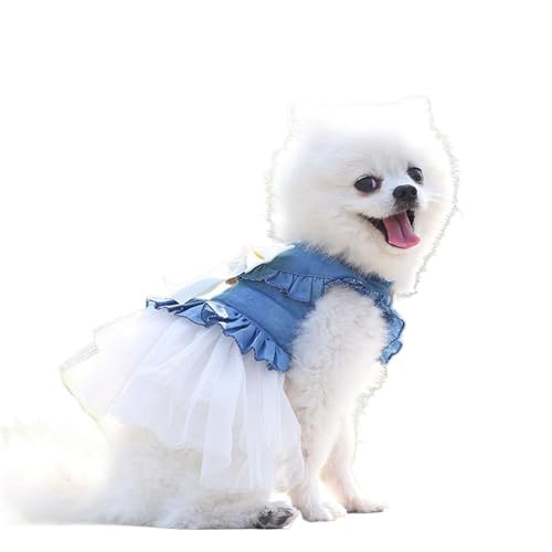 Hunde-Kleid Hundekleider Welpenrock Haustier Hundekleid Cowboy ​Kleid Prinzessin Hochzeit Geburtstag Abendkleid für Hunde Katzen (2XL,weiß) von YIYELIY