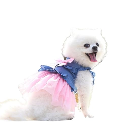 Hunde-Kleid Hundekleider Welpenrock Haustier Hundekleid Cowboy ​Kleid Prinzessin Hochzeit Geburtstag Abendkleid für Hunde Katzen (L,Rosa) von YIYELIY