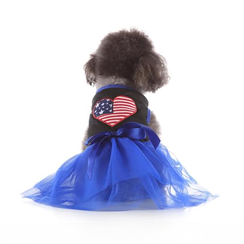 Hundekleid Welpenrock Schwarz und blau Haustier Hundekleid ​Bogen Hunde Kleid Prinzessin Abendkleid Kleid für Hunde Katzen (3XL) von YIYELIY