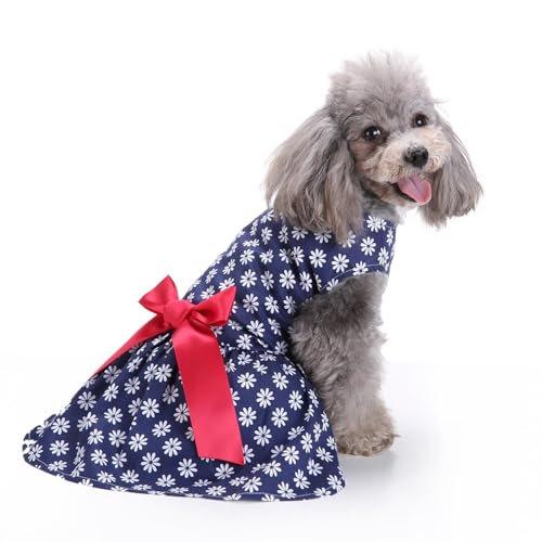 YIYELIY Hundekleid Welpenrock blau Haustier Hundekleid ​Bogen Hunde Kleid Prinzessin Abendkleid Kleid für Hunde Katzen (3XL) von YIYELIY