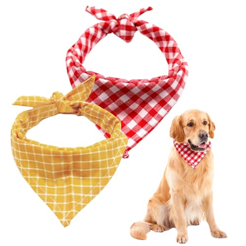 YIZWINS 2 PCS Hundehalstuch, Hundebandanas Waschbarer Baumwollquadrat, Hundehalstuch Personalisiert, Hundehalstuch Kleine Hunde, Verstellbarer Hundetuch für Kleine Mittelgroße Hunde und Katzen von YIZWINS