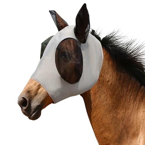 YIZWINS Fliegenmaske Pferde UV Schutz, Super Comfort Fliegenhaube Pferde, Horse Fly Mask mit Large Eye Space Elastisch, Fliegenmaske Shetty, Fliegenmaske für UV-Schutz und Pferdefliegen von YIZWINS