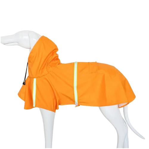 YJDZ Wasserdichter Hunde-Regenmantel für große Hunde und Welpen, modisch, reflektierende Regenbekleidung mit Kapuze (Orange, L) von YJDZ