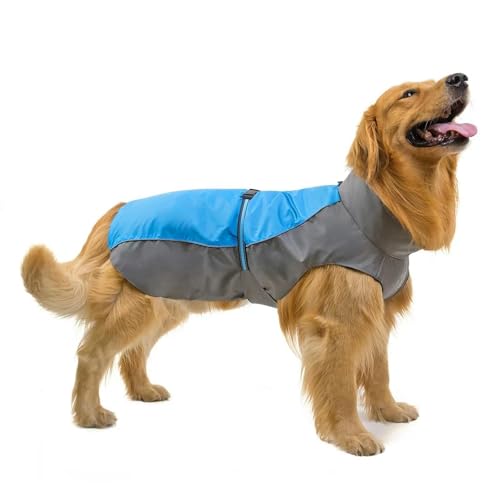 YJDZ Wasserdichter Hunde-Regenmantel für mittelgroße bis große Hunde, verstellbarer Regen für Labrador, Golden Retriever, Französisch und mehr (Blau, 9XL) von YJDZ