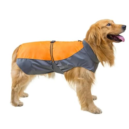 YJDZ Wasserdichter Hunde-Regenmantel für mittelgroße bis große Hunde, verstellbarer Regen für Labrador, Golden Retriever, Französisch und mehr (Orange, 9XL) von YJDZ