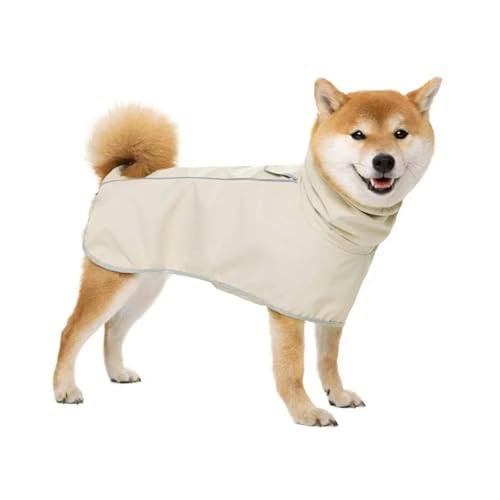 YJDZ Wasserdichter Regenponcho mit Kapuze für Hunde, reflektierend, für den Außenbereich mit hohem Kragen, geeignet für mittelgroße bis große Hunde (Beige, 4XL) von YJDZ