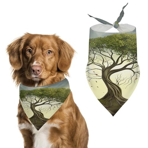 Weiches und atmungsaktives Haustier-Bandana für Hunde und Katzen, Baum-Druck, leichter Polyester-Schal, perfekt für den täglichen Stil oder besondere Anlässe von YJWANDL