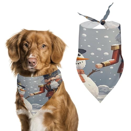 Weiches und atmungsaktives Haustier-Bandana für Hunde und Katzen, Standschutz, Schneemann-Druck, leichter Polyester-Schal, perfekt für den täglichen Stil oder besondere Anlässe von YJWANDL