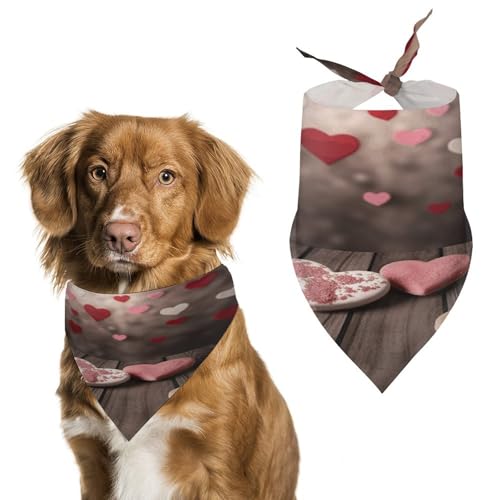 Weiches und atmungsaktives Haustier-Bandana für Hunde und Katzen, Valentinstagsdruck, leichter Polyester-Schal, perfekt für den täglichen Stil oder besondere Anlässe von YJWANDL