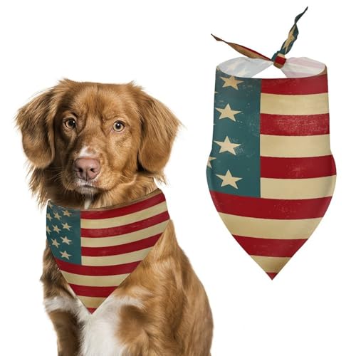 Weiches und atmungsaktives Haustier-Bandana für Hunde und Katzen, Vintage-amerikanische Flagge, 4. Juli, USA-Druck, leichter Polyester-Schal, perfekt für den täglichen Stil oder besondere Anlässe von YJWANDL