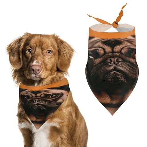 Weiches und atmungsaktives Haustier-Bandana für Hunde und Katzen, ein Mops-Druck, leichter Polyester-Schal, perfekt für den täglichen Stil oder besondere Anlässe von YJWANDL