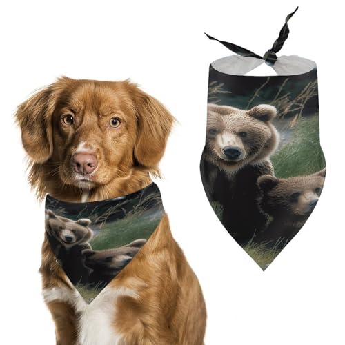 Weiches und atmungsaktives Haustier-Bandana für Hunde und Katzen, mit Bären-Aufdruck, leichter Polyester-Schal, perfekt für den täglichen Stil oder besondere Anlässe von YJWANDL