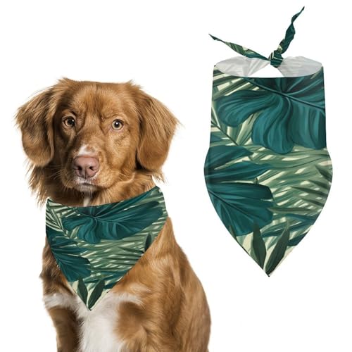 Weiches und atmungsaktives Haustier-Bandana für Hunde und Katzen, tropischer Palmblatt-Druck, leichter Polyester-Schal, perfekt für den täglichen Stil oder besondere Anlässe von YJWANDL