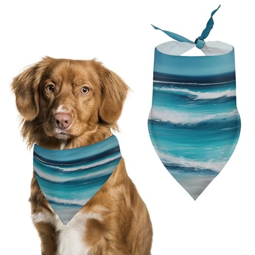 Weiches und atmungsaktives Haustier-Bandana für Hunde und Katzen, türkisfarbener Strand, origineller Meereslandschaft, leichter Polyester-Schal, perfekt für den täglichen Stil oder besondere Anlässe von YJWANDL