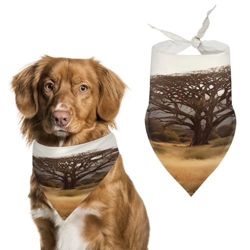 Weiches und atmungsaktives Haustier-Halstuch für Hunde und Katzen, Afrika-Baum-Druck, leichter Polyester-Schal, perfekt für den täglichen Stil oder besondere Anlässe von YJWANDL