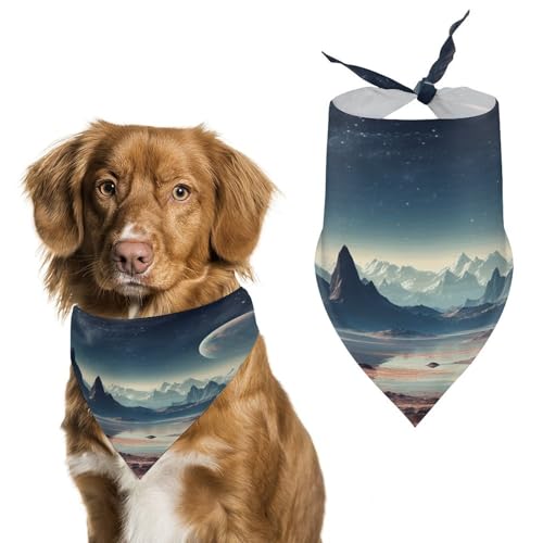 Weiches und atmungsaktives Haustier-Halstuch für Hunde und Katzen, Alien-Planeten-Druck, leichter Polyester-Schal, perfekt für den täglichen Stil oder besondere Anlässe von YJWANDL