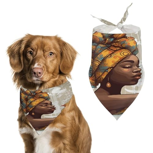 Weiches und atmungsaktives Haustier-Halstuch für Hunde und Katzen, Motiv: afrikanisches Mädchen, leichter Polyester-Schal, perfekt für den täglichen Stil oder besondere Anlässe von YJWANDL