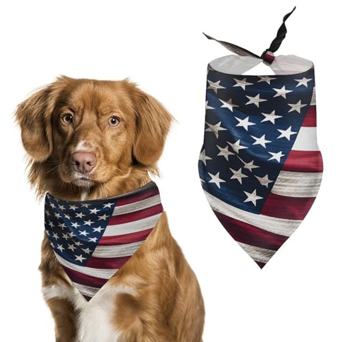 Weiches und atmungsaktives Haustier-Halstuch für Hunde und Katzen, Motiv: amerikanische Flagge, leichter Polyester-Schal, perfekt für den täglichen Stil oder besondere Anlässe von YJWANDL