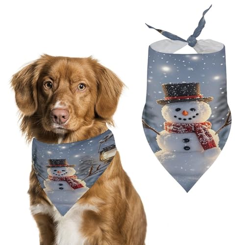 Weiches und atmungsaktives Haustier-Halstuch für Hunde und Katzen, Schneemann-Lebkuchen-Druck, leichter Polyester-Schal, perfekt für den täglichen Stil oder besondere Anlässe von YJWANDL