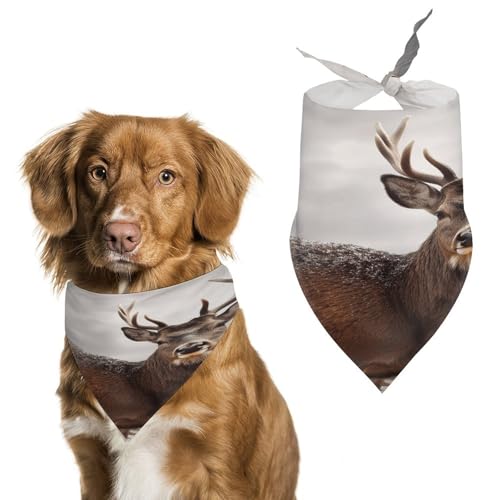 Weiches und atmungsaktives Haustier-Halstuch für Hunde und Katzen, Wildtiere, Hirsch-Druck, leichter Polyester-Schal, perfekt für den täglichen Stil oder besondere Anlässe von YJWANDL