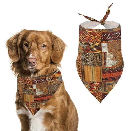 Weiches und atmungsaktives Haustier-Halstuch für Hunde und Katzen, afrikanisches Textil-Patchwork-Druck, leichter Polyester-Schal, perfekt für den täglichen Stil oder besondere Anlässe von YJWANDL