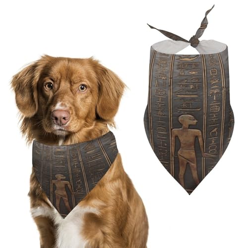 Weiches und atmungsaktives Haustier-Halstuch für Hunde und Katzen, altägyptischer Hieroglyphen-Druck, leichter Polyester-Schal, perfekt für den täglichen Stil oder besondere Anlässe von YJWANDL