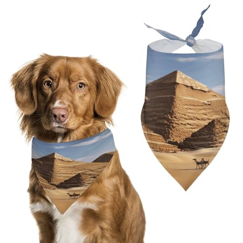 Weiches und atmungsaktives Haustier-Halstuch für Hunde und Katzen, altes Ägypten, Pyramidenmuster, leichter Polyester-Schal, perfekt für den täglichen Stil oder besondere Anlässe von YJWANDL