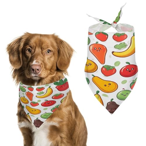 Weiches und atmungsaktives Haustier-Halstuch für Hunde und Katzen, mit pflanzlichem Obst-Druck, leichter Polyester-Schal, perfekt für den täglichen Stil oder besondere Anlässe von YJWANDL