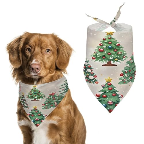 Weiches und atmungsaktives Haustier-Halstuch für Hunde und Katzen, verschiedene Weihnachtsbäume, leichter Polyester-Schal, perfekt für den täglichen Stil oder besondere Anlässe von YJWANDL