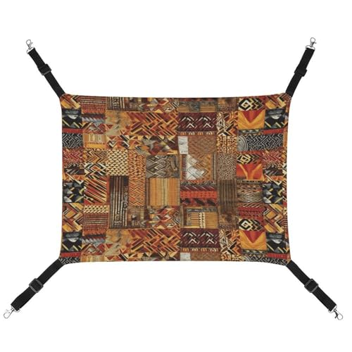 YJWANDL Bequeme Haustier-Hängematte, afrikanisches Textil-Patchwork-Druck, Katzenhängematte, platzsparendes Canvas-Bett für kleine Hunde und Katzen, einfach zu installieren und tragbar von YJWANDL