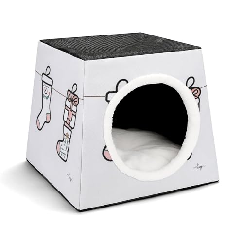 YJWANDL Space Capsule Haustierbett für Katzen und kleine Hunde, Socken Geschenkbox Druck Tragbares Haustierbett Kleines Haustierbett Gemütliches und maschinenwaschbares Haustiernest von YJWANDL