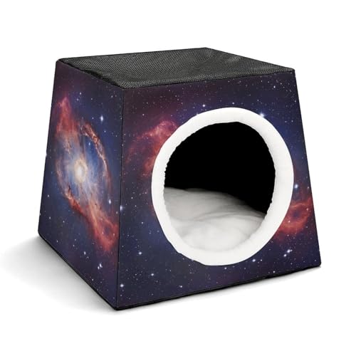 YJWANDL Space Capsule Haustierbett für Katzen und kleine Hunde, Universum Milchstraße Galaxie-Druck, tragbares Haustierbett, kleines Haustierbett, gemütliches und maschinenwaschbares Haustiernest von YJWANDL