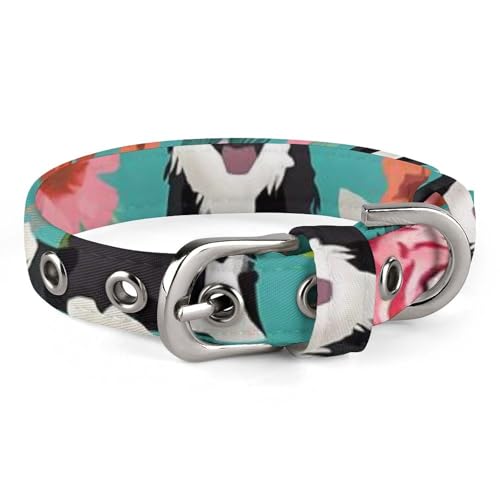 Haustier-Halsband, Border Collie, Blumendruck, stilvolles Haustierzubehör, modisches Haustierhalsband, verstellbares Haustierhalsband, leichtes Haustierhalsband von YJWANDO