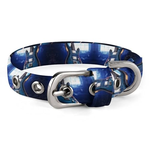 Haustier-Halsband, blaues Gitarrenmuster, stilvolles Haustierzubehör, modisches Haustierhalsband, verstellbares Haustierhalsband, leichtes Haustierhalsband von YJWANDO