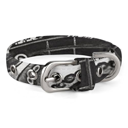 Haustier-Halsband, schwarz-weiß, Oktopus- und Schiffsdruck, stilvolles Haustierzubehör, modisches Haustierhalsband, verstellbares Haustierhalsband, leichtes Haustierhalsband von YJWANDO