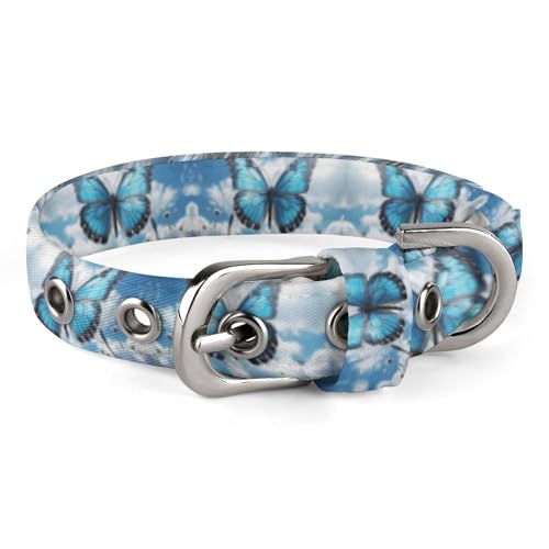 Haustierhalsband, blauer Schmetterling und Wolken, stilvolles Haustierzubehör, modisches Haustierhalsband, verstellbares Haustierhalsband, leichtes Haustierhalsband von YJWANDO