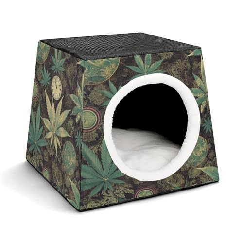 YJWANDO Capsule Pet Nest, A Puff in Time Weed Marihuana Print Cozy Space Capsule Design Pet Bed Capsule Pet Bed Small Pet Bed Ideal for Small Cats and Dogs von YJWANDO