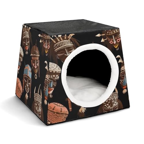 YJWANDO Capsule Pet Nest, African Ritual Ethnic Tribal Print Cozy Space Capsule Design Pet Bed Capsule Pet Bed Small Pet Bed Ideal for Small Cats and Dogs von YJWANDO