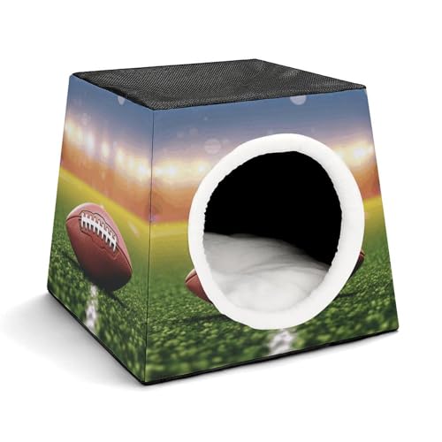 YJWANDO Capsule Pet Nest, American Football Ball Print Cozy Space Capsule Design Pet Bed Capsule Pet Bed Small Pet Bed Ideal for Small Cats and Dogs von YJWANDO