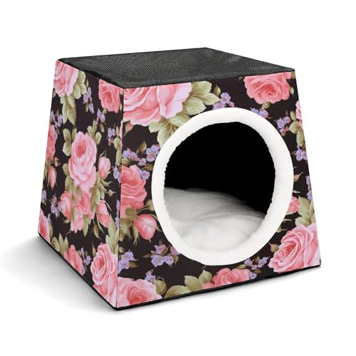 YJWANDO Capsule Pet Nest, Rose Print Cozy Space Capsule Design Pet Bed Capsule Pet Bed Small Pet Bed Ideal for Small Cats and Dogs von YJWANDO