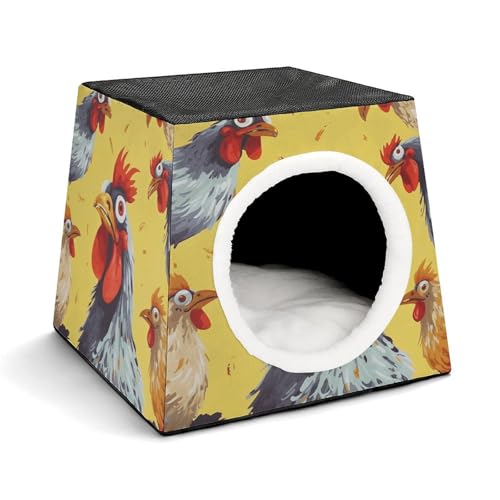 YJWANDO Kapsel Haustiernest, Kunst Huhn Malerei Druck Gemütlich Weltraumkapsel Design Haustierbett Kapsel Haustierbett Kleines Haustierbett Ideal für kleine Katzen und Hunde von YJWANDO