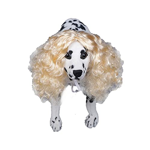 Hundekostüm Perücken Haustier Perücken Mode Lustig Perücken Langes lockiges Haar Kopfbedeckung für Katzen, Hunde, Verstellbar Perücke Cosplay Kostüm für Halloween Weihnachten Ostern Festival Party von YJZQ