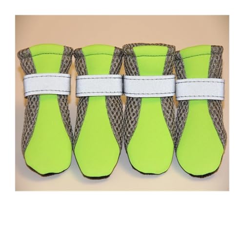 Atmungsaktive Haustier-Hundeschuhe, wasserdichtes Outdoor-Gehnetz, weiche Sommer-Haustierschuhe, nachtsichere reflektierende Stiefel, kompatibel mit kleinen mittelgroßen Hunden (Color : A-Green, Siz von YKAIG