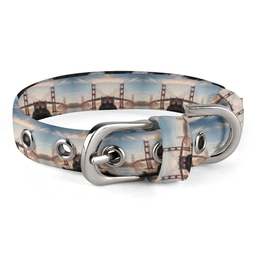 Dog Golden Gate Bridge Print Collar Pet Collar Adjustable Soft Dog Collar Dog Collars for Medium Small Dogs with Safety Locking Pet Collar von YKHESA